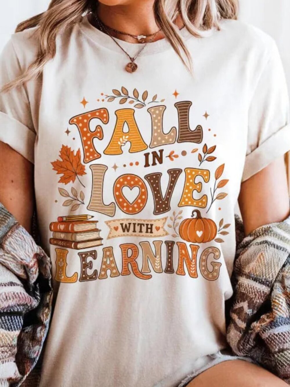 Fall Teacher Shirt, Fall in Lover With Learning Tee, Back to School Gift